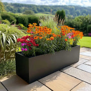 120cm Zinc Galvanised Matte Black Trough Planter